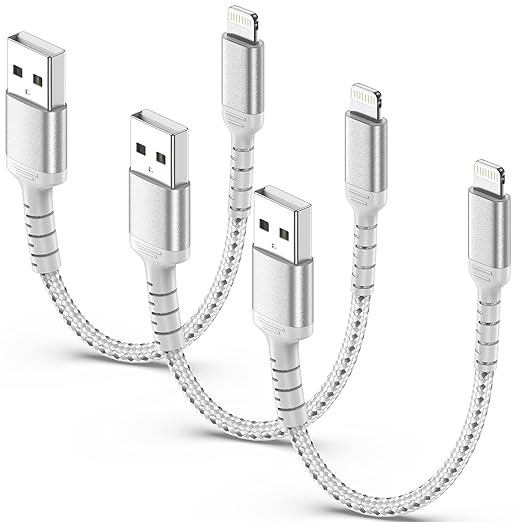6 Inch iPhone Charging Cable, 3 Pack Braided Short iPhone Charger Cord [MFi Ceritified] Compatible with Apple iPhone 14 13 12 11 Pro Max/Mini XS XR X 8 7 Plus SE2 iPad, Short Lightning Cable