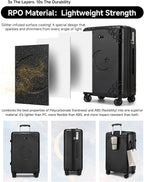 Somago Expandable 2-Piece Luggage Sets 20"/24" Suitcases with Shock-Absorbing Braking Spinner Wheels Moon Star Design Hard Shell Suitcase with Cupholder TSA Lock (Black,Expandable 20/24 Inch)