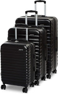 Amazon Basics 3-Piece Hardshell Luggage Set (21", 26", 30"), Scratch-Resistant Expandable Suitcases with Multi-directional Wheels and Telescoping Handle, Black