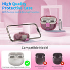 for Bose Ultra Open Earbuds Case with Secure Lock & Phone Stand, Soft TPU Shockproof Protective Clear Case for Bose Open Ear Earbuds Accessories with Cleaning Pen & Keychain (Deep Rose)
