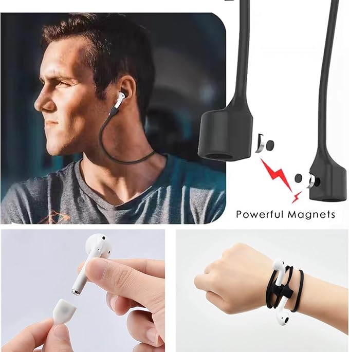 Magnetic Anti-Lost Straps Compatible with AirPods 1st to 4th Generation and AirPods Pro 1st to 4th Generation, with 2 Additional Pairs of Ear Hooks(White Pink)