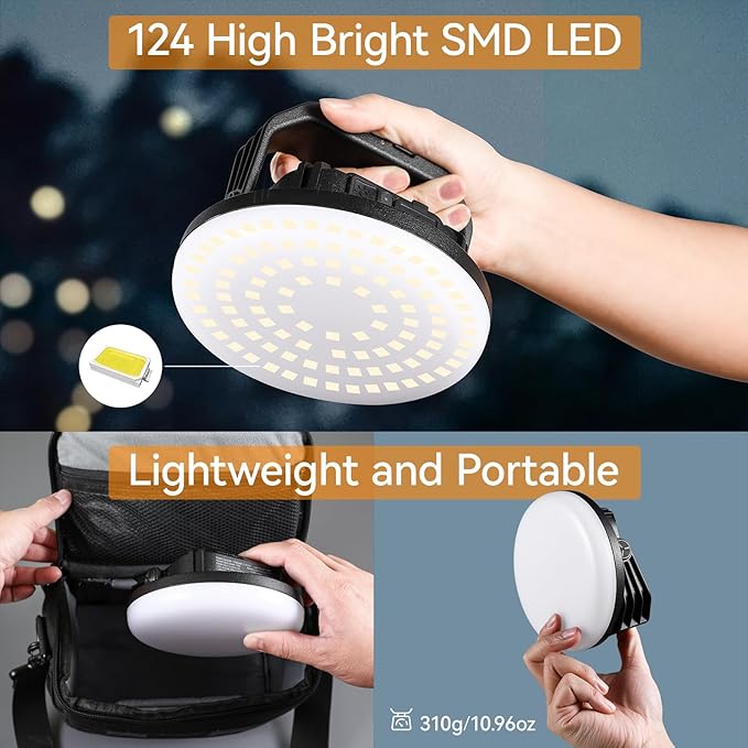 VAVOFO 2Pcs 7200mAh 3000LM LED Camping Lantern Rechargeable, 3 Lighting Modes, Portable Tent Light with Magnet, IP65 Waterproof Hanging Light for Emergencies, Power Outages ,Hurricane（2Pcs）