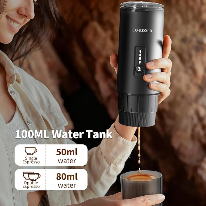 Portable Espresso Maker, 20Bar Rechargeable Wireless Stainless Steel, 3-in-1 for Nespresso & Ground Coffee, Self-Heating Travel Coffee Machine for Camping Office (Black)