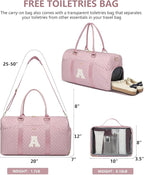 Women Weekender Travel Duffle Bag: Initial Duffel Overnight Bags with Shoe Compartment Large Carry on Tote with Toiletry Bag Weekend Traveling Yoga Gym Hospital Bag for Women with Wet Pocket Letter A