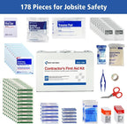First Aid Only 9302-25M 25-Person Contractor's First Aid Kit for Home Renovation, Job Sites, and Construction Vehicles, 178 Pieces, Pack of 12