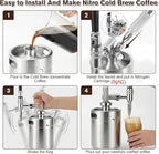 Nitro Cold Brew Coffee Maker, 64oz SS Mini Keg Cold Brew Maker, Nitro Coffee Machine System with Pressure Relief Valve & Stout Creamer Faucet Nitro Keg Coffee Growler Gift for Coffee Lovers