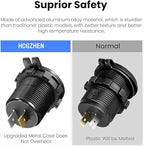 Upgraded 4 Port 12V USB Outlet, 78W Dual PD & QC Aluminum Alloy USB Ports with LED Voltmeter Waterproof for Cars, Cigarette Lighter Replacement 12V Socket for Boats RV Trucks and Motorcycles