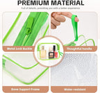 Icramsy Clear Makeup Bag,2 Pack TSA Approved Toiletry Bag Travel Toiletry Bag Hanging Makeup Cosmetic bag for Women Men (Green)