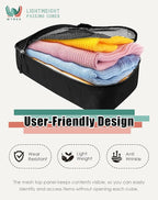 WTREE 4-Piece Packing Cubes Travel Accessories Set for Suitcases - Luggage Organizer Bags with Double Zipper - Mesh Top - Small/Medium/Large/Slim - Black