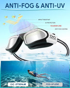 Swim Goggles, Polarized Adult Swimming Goggles Bungee Strap No Hair Pulling Anti-fog Pool Goggles for Men Women