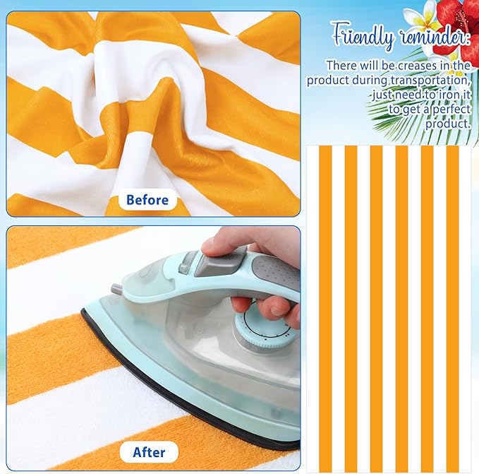EBOOT 10 Pack Oversized Beach Towel Set Extra Large Pool Towels Microfiber Quick Dry Swim Blanket for Adult Women Men Face Hand Body Bath Travel Pool(Bright Color,31 x 63 Inch,Cabana Stripe)