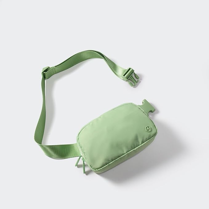 Pander Two Way Zipper Fanny Pack Nylon Everywhere Belt Bag for Women, Water Repellent Waist Packs, Crossbody Bags with Adjustable Strap. (Green Asparagus)
