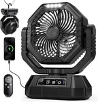 AJVV Camping Fan with Light, Remote and Oscillation, Battery Powered Hanging Tent Fan, Rechargeable Portable for Camp, Outdoor, Emergencies, Fishing, RV Travel, Jobsite