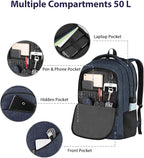 MATEIN Extra Large Laptop Backpack for Men, 50 L Travel Carry On TSA Approved Backpack with Trolley Sleeve, Waterproof Business Work Bag Fits 18.4 Inch Computer Notebook, Dark Blue