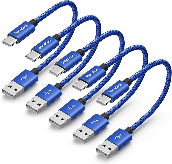 CLEEFUN Short USB C Cable 1ft, 5-Pack USB A to Type C Charger Cord Fast Charging for iPhone 17 16 15 Pro Max Air Plus, for Samsung Galaxy S25 S24 S23 S22 S21 S20 A17 A16 A15 A56 A55 A26 A35 A36 A71