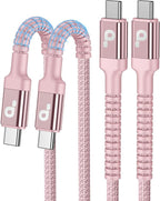 USBC to USBC Cable Fast Charging 66W, 2Pack 3FT USB C Cable, iPhone USB C Charger Cable Short USB Type C to C Cord Nylon Braided for iPhone 17/16/15/Pro Max/Plus/Samsung Galaxy S23/LG and More-Pink