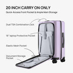 NINETYGO Medium Checked Luggage 25 Inch, Flat Top Opening Check In Luggage with Cup Holder, Expandable, Lightweight PC Hard Shell, TSA Lock, 360° Spinner Wheels (Lavender Taro Milk)