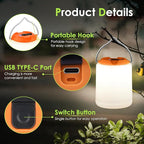 BOBKID LED Camping Lantern, Rechargeable Camping Light, 4 Modes Outdoor Flashlights Lanterns with 1000LM, Water Resistant Portable Emergency Camp Light for Hurricane Hiking Survival Kits - Orange