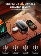 Power Bank, 50000mAh Portable Charger, Travel Camping Essential Battery Pack with Built-in Cables, PD 22.5W Fast Charging, Large Capacity Portable Phone Charger, Jet Black