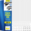 630in Cord Hider Kit, Paintable Cable Raceway, Cord Covers for Wires on Wall, Cord Hider for Wall Mount tv, tv Cable Hider Wall kit, Wire Covers for Cords, 40X L15.7in X W0.96in X H0.57in, White