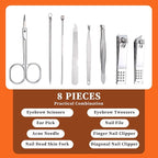 12 Sets Manicure Set Bulk Nail Clippers Pedicure Kit for Men, Nail Grooming Pedicure Kit with Case Travel 8 in 1 Stainless Steel Professional Nail Care Tools Set