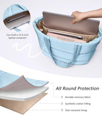 Puffer Tote Bag for Women, Lightweight Puffy Tote with Compartments, Shoulder Bag Crossbody Bags for Women Travel, Work, Gym