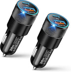 USB C Car Charger, 2 Pack 38W Dual Ports USB-C & USB-A Car Charger Adapter Fast Charging Cigarette Lighter Chargers for iPhone 17 Pro Max 16 16e 15, Samsung S24, Pixel Cargador para Carro Phone Plug