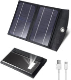 Solar Charger 10000mAh Solar Power Bank for Outdoor Camping, Blank Phone Charger for Emergency, Equipped with Dual 5V / 2.1A USB Outputs & Flashlight, IPX4 Waterproof, Shockproof for Outdoor Feature