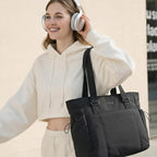 LOVEVOOK Tote Bag for Women, Puffy Work Tote with Large Cup Holder, Quilted Laptop Bag Travel Tote Shoulder Bag Handbag