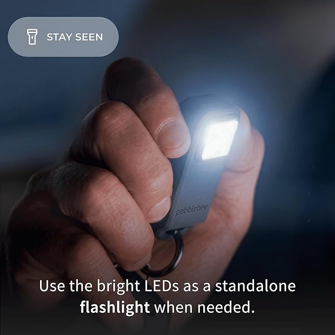 Pebblebee Halo Personal Safety Alarm | Loud Siren & Strobe Lights with Location Sharing, Rechargeable Safety Keychain Device with Flashlight | Works with Apple Find My & Google Find Hub