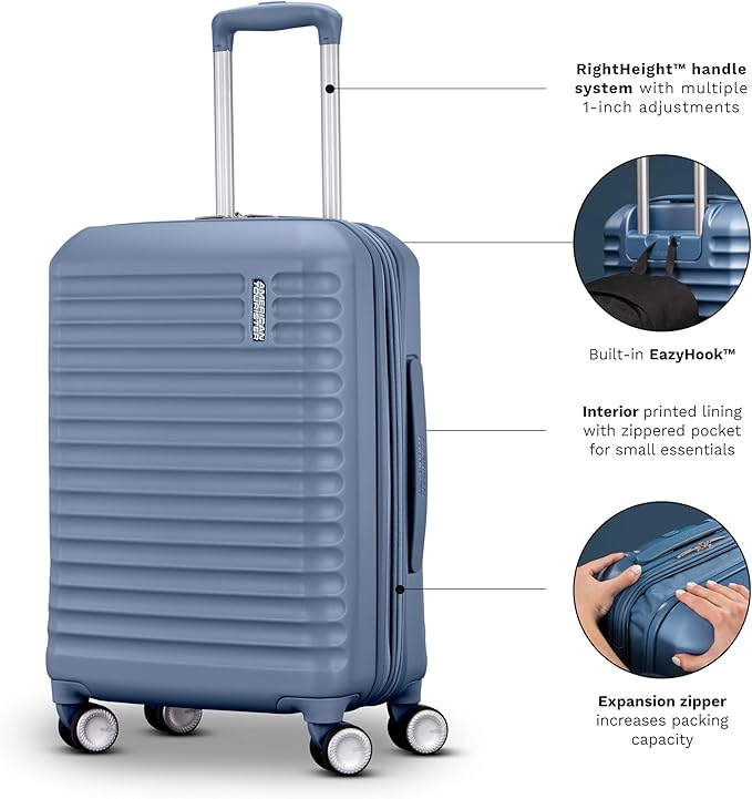 American Tourister Stratum 3.0 Large 28-Inch Spinner, Airline Approved, Durable Hardside Luggage, Expands 1.5", RightHeight™ Adjustable Handle, Pink Blush