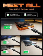 LISEN USB C Cable, 5-Pack [10FT] USBC to USBC Cable for iPhone 17 16e 15 Pro Max Charger Cord, 60W C to C Cable Fast Charging for Galaxy S25/S24/23, Switch 2, iPad, MacBook,Black