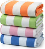 REDKISS 4 Pack Beach Towels 31x61 Inch, Ultra Lightweight Microfiber Pool Towels, Sand Free, Quick Dry & Highly Absorbent Cabana Striped Bath Towels for Beach, Swimming, Camping & Travel (Multicolor)