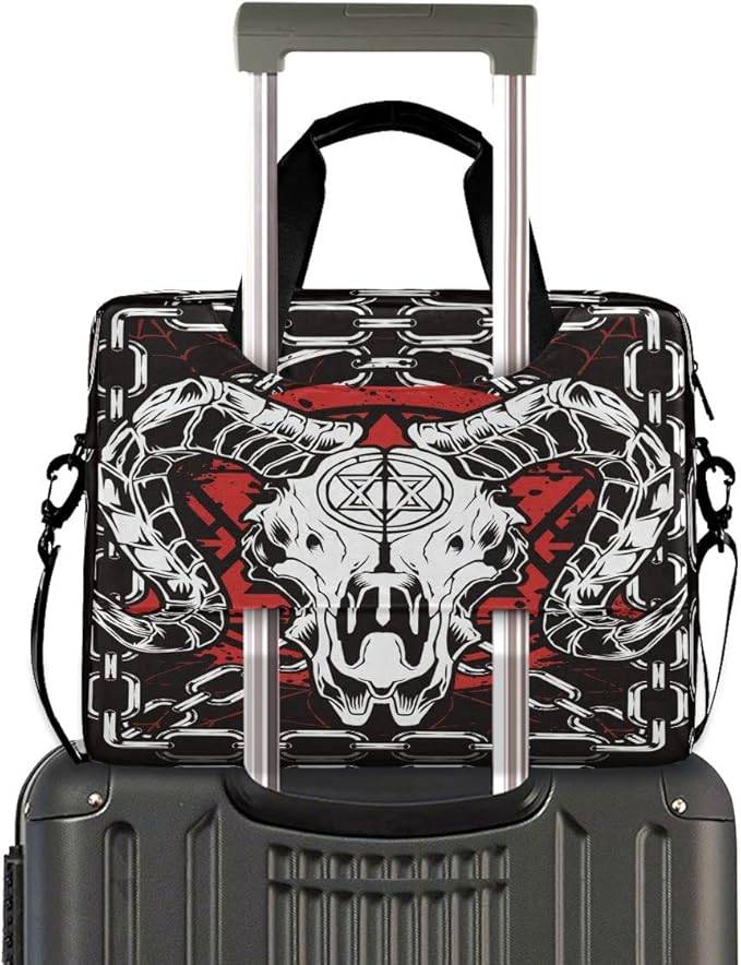 Devil Skull Baphomet Satanic Pentagram Laptop Case 15.6 inch Computer Bag Waterproof Laptop Briefcase Laptop Bag for Women & Men