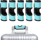 uxcell 5 Pcs Luggage Handle Wrap, Hollow Neoprene Handbag Grip Cover Protector Luggage Identifiers Suitcase Handle Wraps for Luggage Suitcase Travel Bags, Cyan