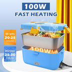 COZYEXPERT 100W Heated Lunch Boxes for Adults 12V 24V 110V-230V Electric Lunch Box Food Heater for Car/Truck Portable Food Heating Boxes with 1.8L 304 SS Containe