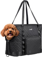 Pecute Dog Purse Carrier, Dog Carrier with Pockets for Small Dogs, Fits Dogs 8.8 lbs to 13 lbs, Cat and Puppies Tote Bag, Outing, Travel, Vet, XL,16.9" L x 7.9" W x 13.8" H, Black