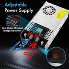Adjustable 0-12V Power Supply 50A 600W, 110V AC to DC 0-12V Buck Converter 0-50A 600W Power Supply with LCD Display Adjustable Voltage Current 110V/220V AC to 12V DC Converter
