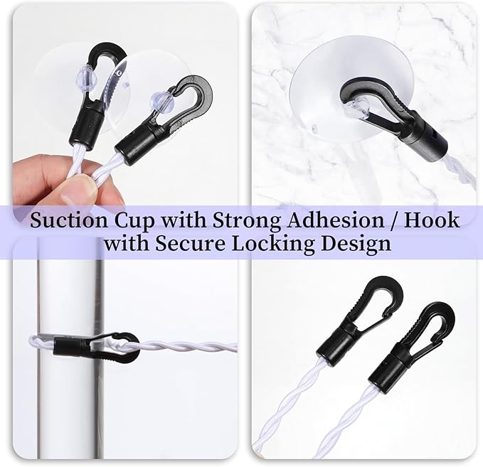 Travel Retractable Clothes Lines for Hanging Clothes Outside Bungee Cord Portable Retractable Clothesline with Hooks and Suction Cups Camping Accessories Cruise for Indoor Home Camping Travel, White