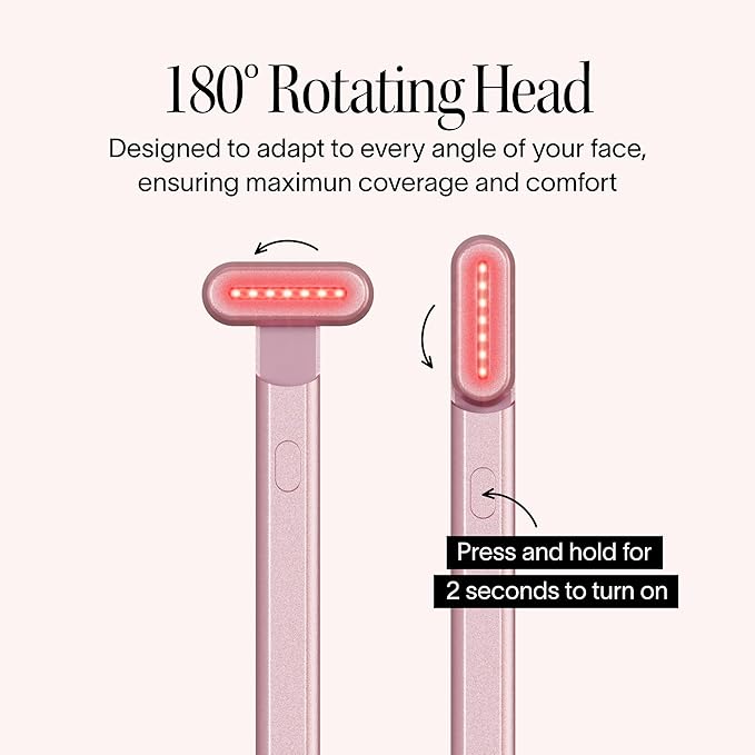 Solawave 4-in-1 Red Light Therapy Wand for Face & Neck | Beauty Device with Galvanic Current, Massager & Warmth | Anti-Aging, Wrinkle Reduction, Skin Tightening, Depuffing & Rejuvenation (Rose Gold)
