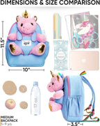 Naturally KIDS 【Upgraded】 Medium Backpack w Removable Pink Unicorn Toy for Girls Age 4-7 | Side & Inner Pockets, Reflective Logo, Name Tag | Unicorn Gifts for 5 Year Old Girls – Medium size