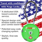 Forge Quality TSA Approved Luggage Locks for Travel Accessories, Suitcase, Pelican case, Ammo Boxes, Set Your own Combination, Zinc Alloy Body-Cable Green 2 Locks