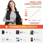 7.4v 16000mah Heated Vest Battery Pack for Wide Range of Heated Clothing, 7.4V/5V Rechargeable Power Bank USB/Type-C/DC Output for Heated Vest Jacket with LED Display