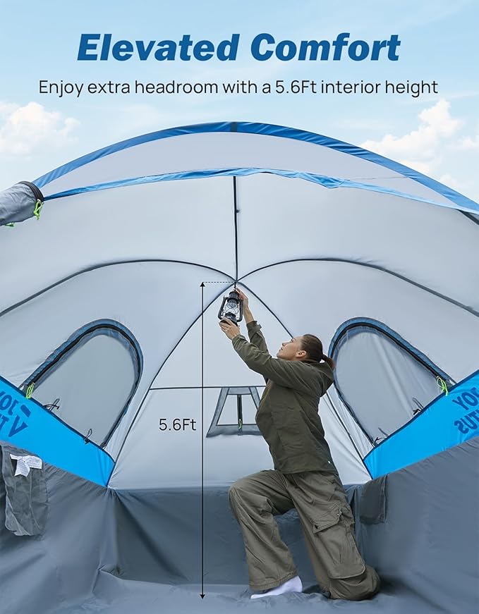 JOYTUTUS Truck Tent, Portable Truck Bed Tent with Rainfly, Truck Tent for 6.5' with Fiberglass Pole, Waterproof PU2000mm Double Layer for 2 Person - Blue