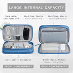 Skycase Electronic Organizer Travel Case - Waterproof Travel Cord Pouches for Organization, Cable Organizer, All-in-One Double Layers Storage Bag for Accessories, Charger, Cable, Blue - Large