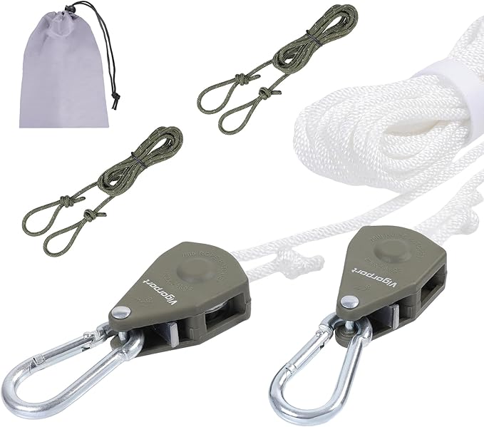 Vigorport Retractable Travel Clothesline, Portable Clothes Line Heavy Duty Rope Pully System with Carabiner for Outdoor Camping, Cruise Ships, Indoor Backyard, Balcony (White, 19Ft)