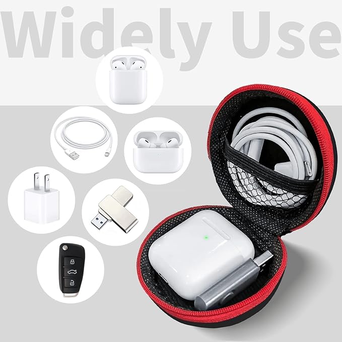 for Earphone Carry Case, 2-Pack Small Round Pocket Earbud Travel Carrying Case with Zipper for Smartphone Earphone, Wireless Headset, USB Cable, SD Cards Storage Bags, Masks and More