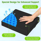 Seat Cushion for Office Chairs, Memory Foam Chair Cushion with Patterned Core for Even Support, Back, Tailbone & Sciatica Relief, Chair Pillow with Carry Handle for Car, Wheelchair(Black)