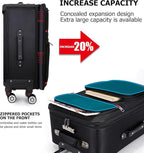 feilario 24in 2 Piece Softside Business Luggage Sets Waterproof Carry On Luggage Suitcase with Double Spinner Wheels - Black