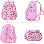 RHCPFOVR Kids Backpack for Girls - Girls Backpack 3-8 Ages Cherry for Kids 15 Inch School Bookbag for Kindergarten Elementary School Bookbag for Girl 1st 2nd Grade